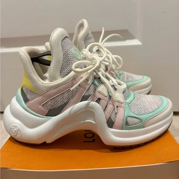 Louis Vuitton Pastel Multi-Panel Chunky Sneakers - Pink, Mint & Yellow - Picture 5 of 13